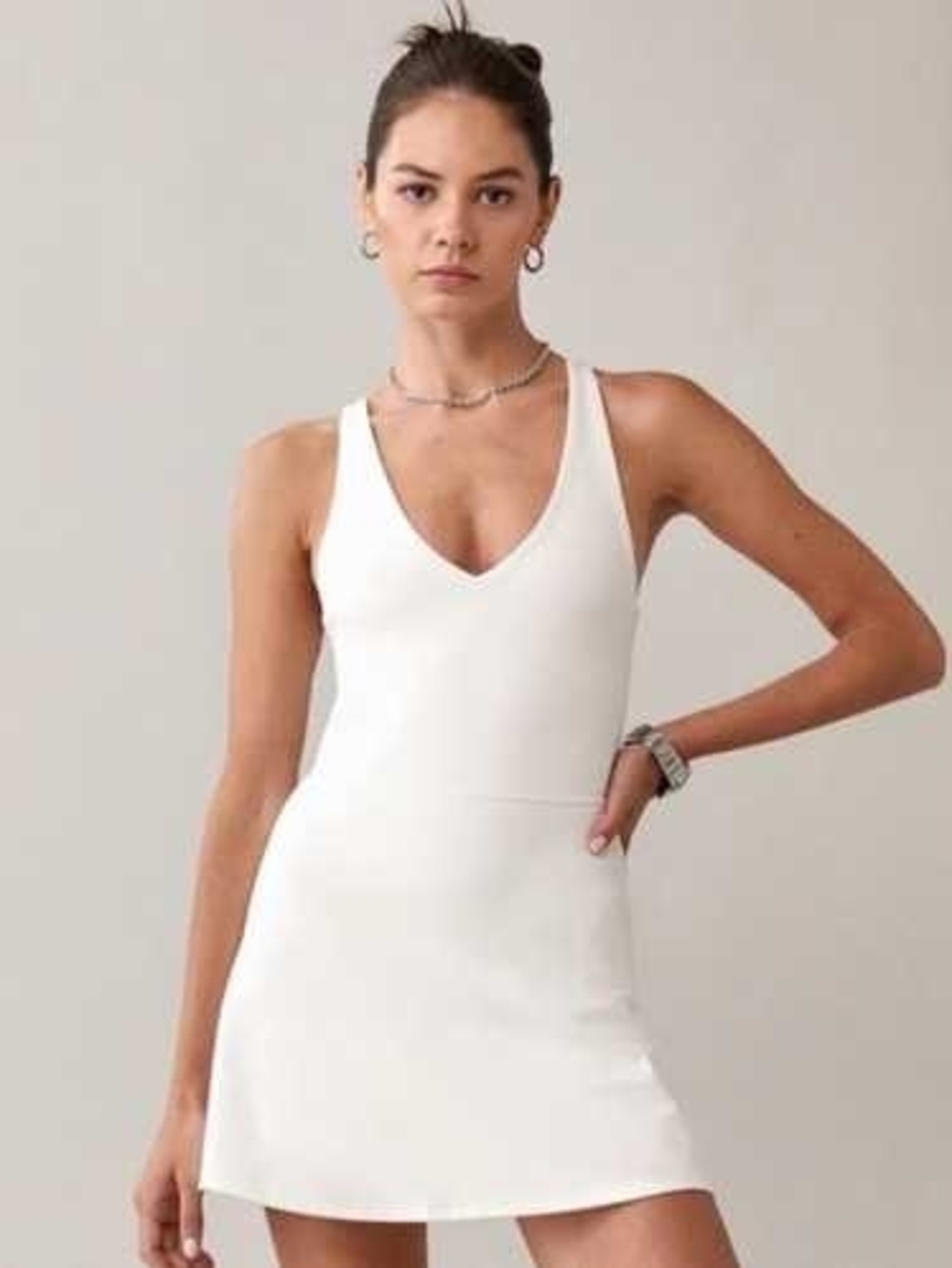 Reformation Bella Ecomove Active Dress Cream/White Size S